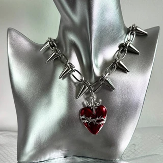 Y2k จี้หัวใจ Rivet Clavicle Chain Punk Subculture ผีเสื้อ Choker สร้อยคอเครื่องประดับอุปกรณ์เสริม