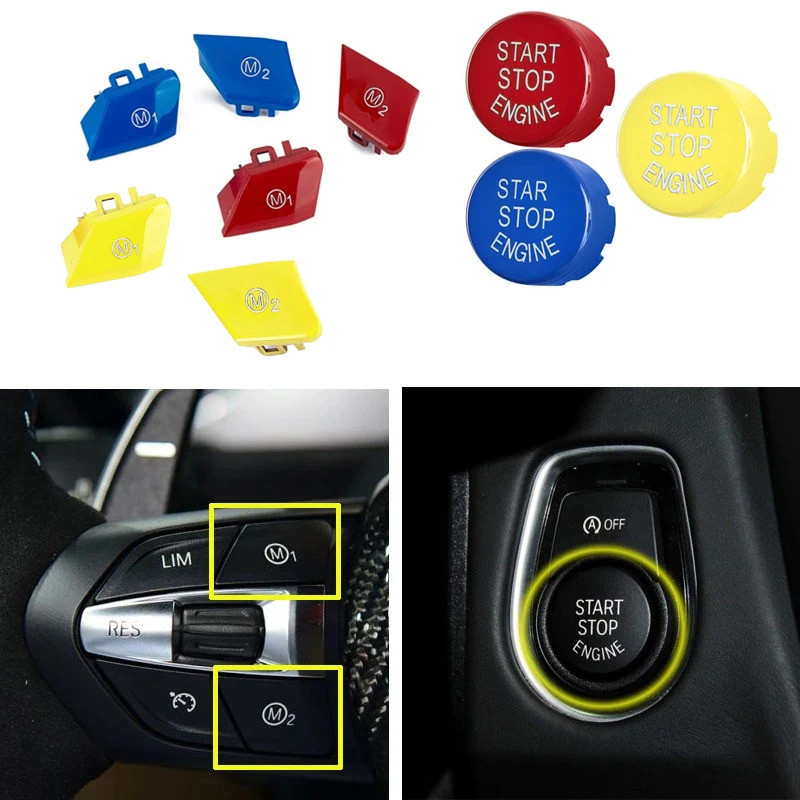Car Steering Wheel M1 M2 Mode Button & Start Engine Switch Button For BMW M3 M4 M5 M6 X5M X6M F10 F1
