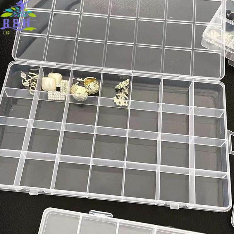 B & H Dec 28 กริดโปร่งใสกล่องพลาสติก Square Organizer กล่องเก็บสําหรับ Home แต่งหน้าเครื่องประดับอุป