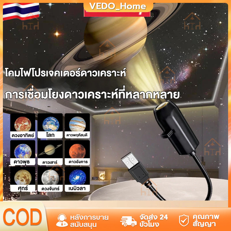 🔥ส่งจากไทย💥 โคมไฟดวงจันทร์ โปรเจคเตอร์เปลี่ยนลายท้องฟ้าได้ ชาร์จ USB ไฟตกแต่งสร้างบรรยากาศสุดคิ้วท์