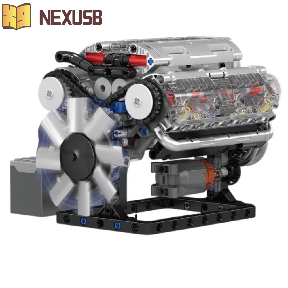 NEXUSBEAM V8 Engine Building Block, V8 กระบอกรุ่นแบตเตอรี่ขับเคลื่อนเทคนิคชุดอิฐรถ,ชิ้นส่วนทางเทคนิค