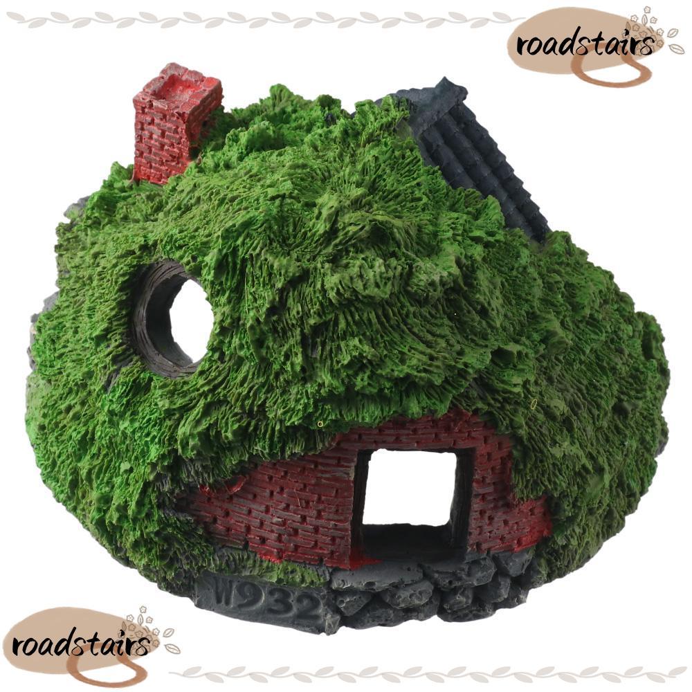 ROADSTAIRS Hobbit House บ้านแทงค์ ตกแต่งตู้ปลาจําลองเรซิ่น Betta Hideout Cave Fish Tank