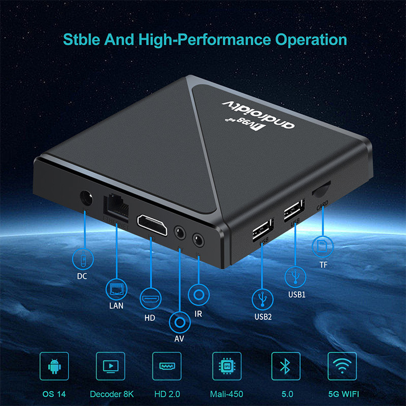 TV98 ATV PRO Set-Top box 8K HD 5g Dual WIFI Android 14 Bluetooth Voice tv box กล่องทีวี