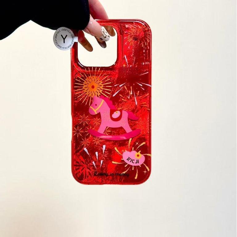 ปีใหม่ดอกไม้ไฟ Pony Glacier รูปแบบใช้งานร่วมกับ iPhone สําหรับ iPhone 16 Pro Max/15/17 Pro/14 Pro Ma