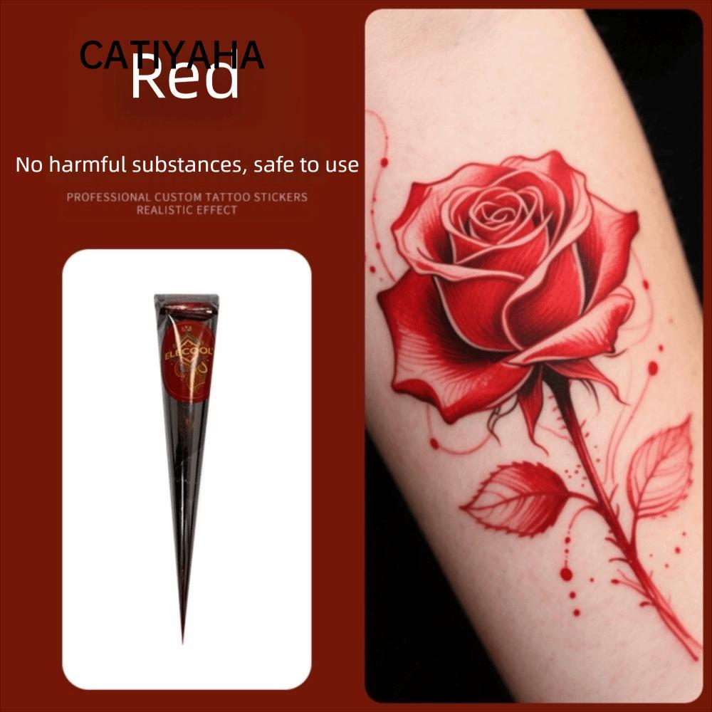 CATIYAH Henna Tattoo Cream, Easy-To-Useชั่วคราว Henna Paste Cone, Tattoo Cream สีดําสีน้ําตาลกึ่งถาว