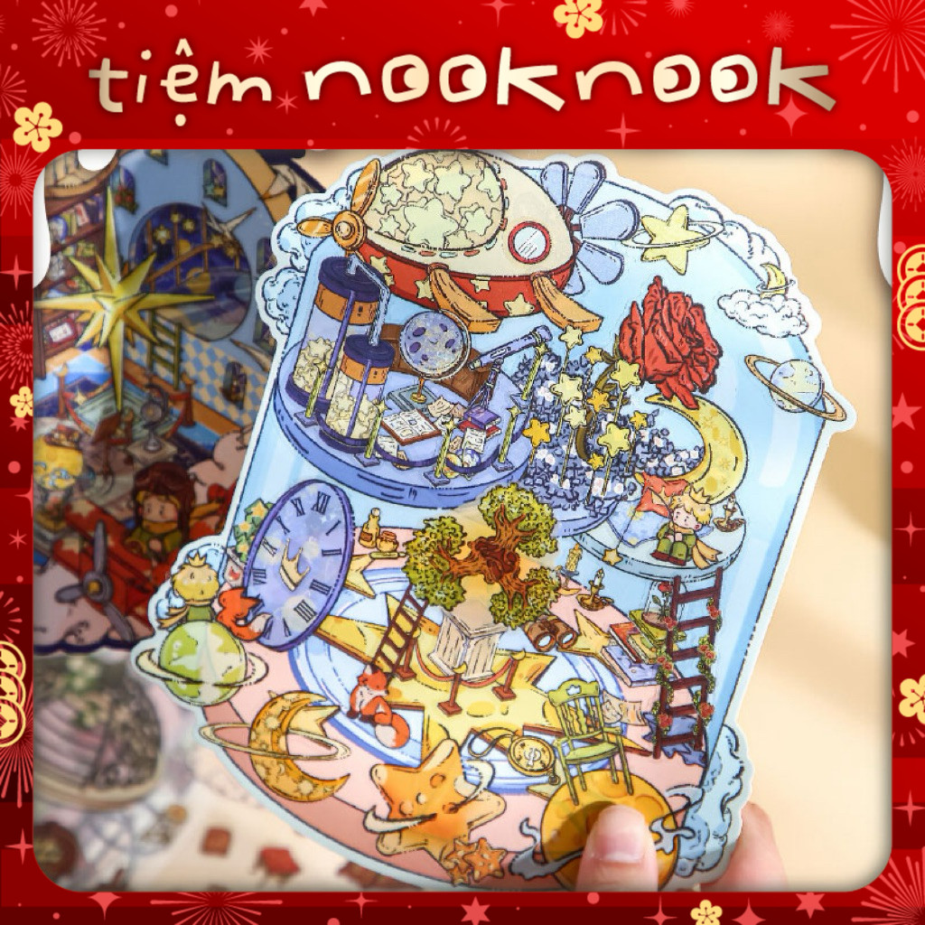 EMERGING PET LINE - สติ๊กเกอร์ 3 มิติจําลองอวกาศ น่ารัก ผ่อนคลาย สติ๊กเกอร์ 3 มิติ