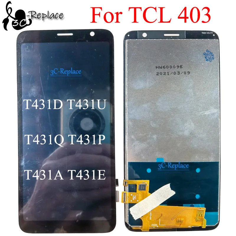 สีดํา 6.0 นิ้วสําหรับ TCL 403 T431 T431D T431U T431Q T431P T431A T431E LCD DIsplay Touch Screen Digi
