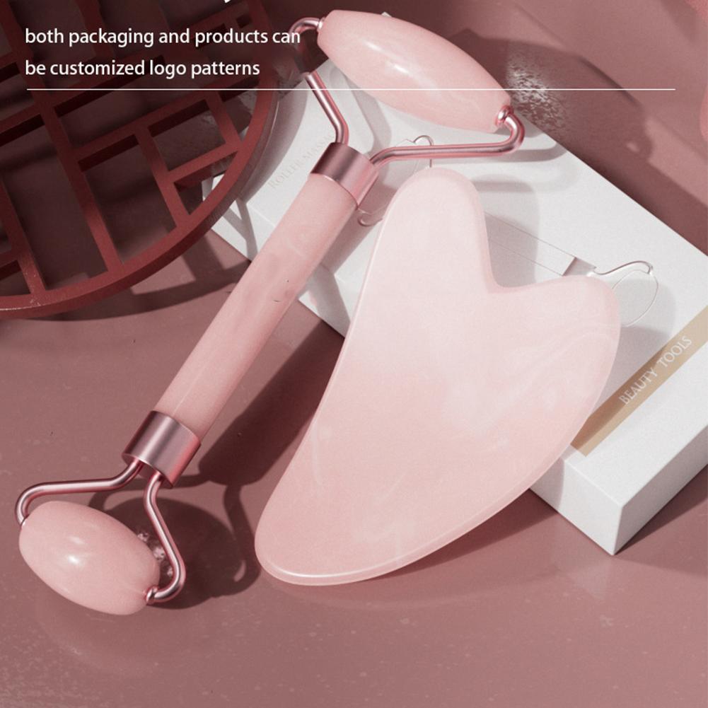 1/ลูกกลิ้งนวดชุดสําหรับใบหน้า Double-head Roller Gua Sha Board Face Lifting นวดผิว J0o2