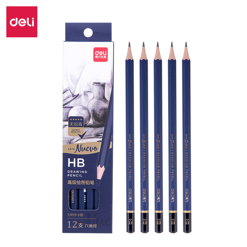 กบเหลาดินสอ ดินสอ 2b Deli S999-hb Sketch Premium Drawing Pencil สําหรับสอบ 2b4b8b Sketch เครื่องเขีย