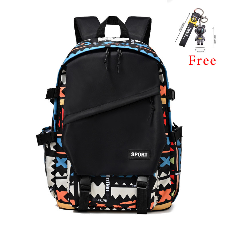 กระเป๋าเป้ลายกราฟฟิตี้ฮิปฮอปสตรีท | สำหรับผู้ชายและผู้หญิง ความจุใหญ่ ใส่แล็ปท็อปได้