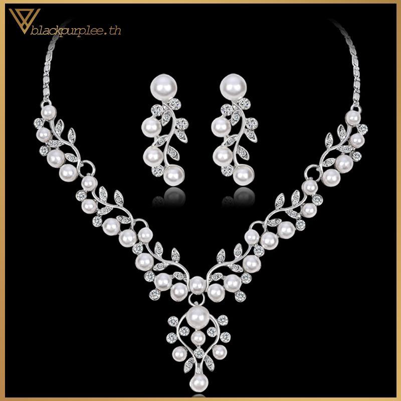 ชุดเครื่องประดับแฟชั่น สร้อยคอมุกสั้นและต่างหู BPR