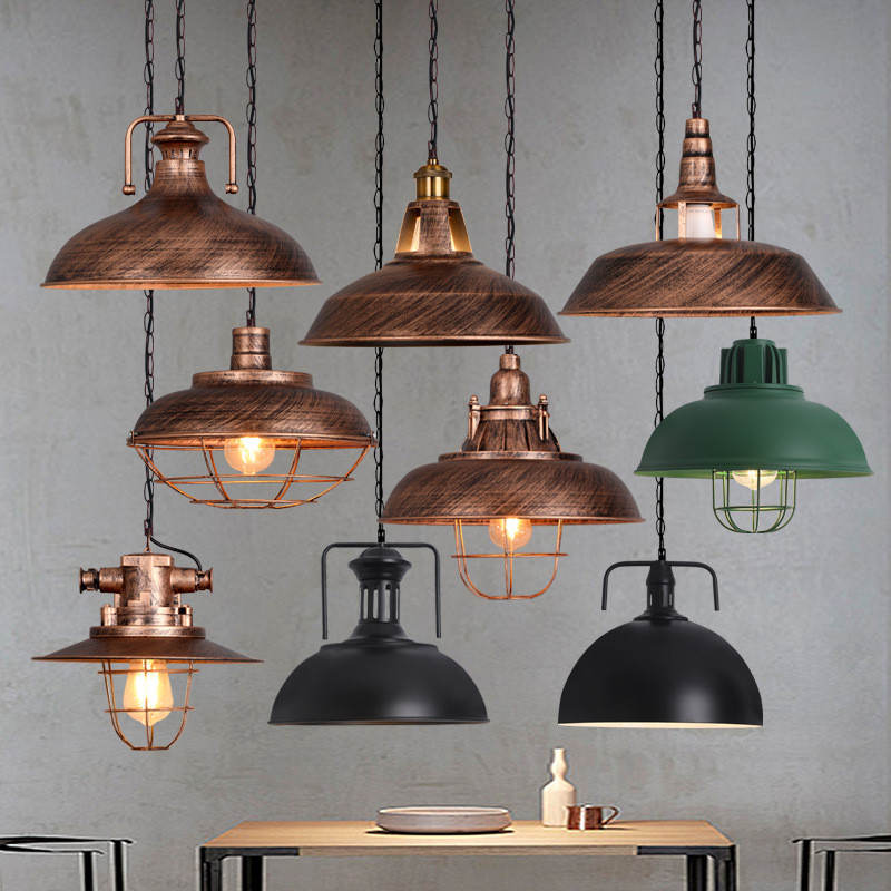 Industrial Style Pendant Light Creative Personality Single Head Vintage LED Restaurant Bar Counter H
