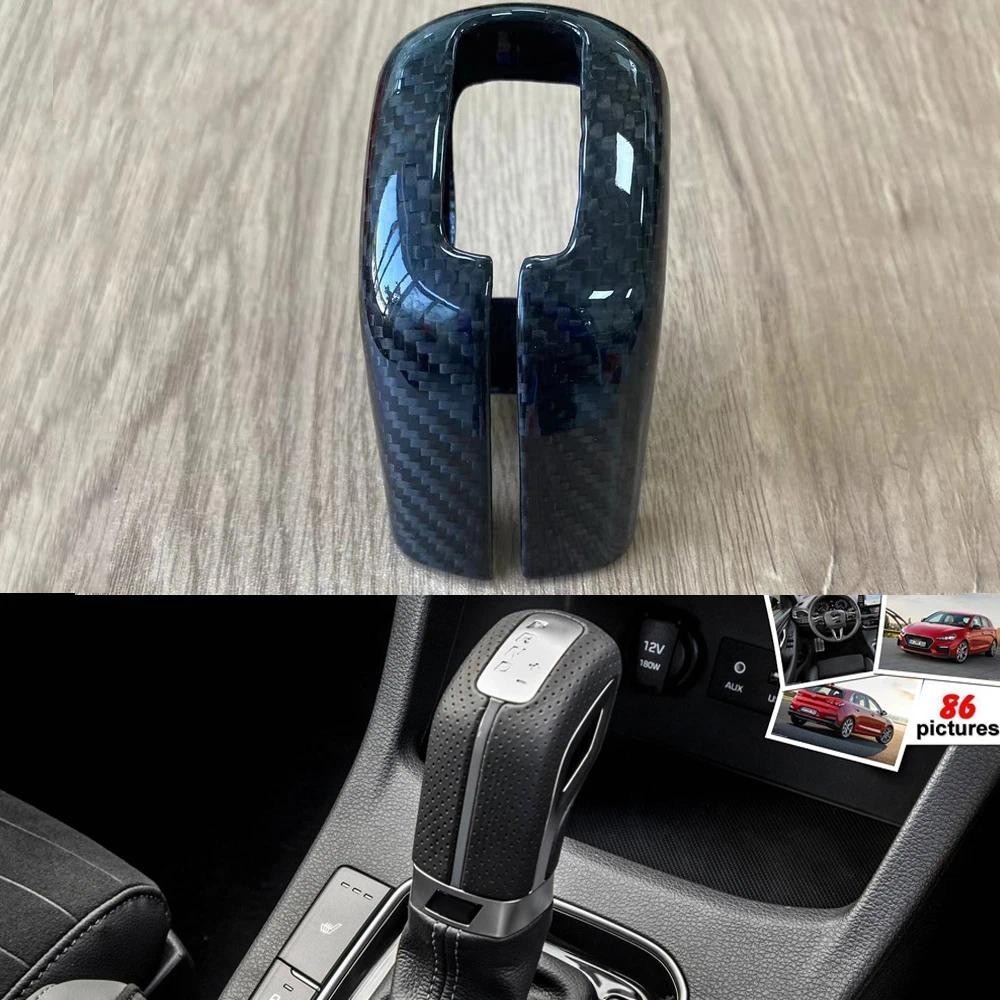 คาร์บอนไฟเบอร์จริงหัวเกียร์ Shift Knob Trim สําหรับ Hyundai i20N i30N Kona N Elantra CN7 N Veloster 