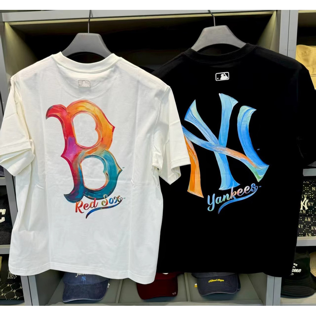 MBL เสื้อยืดแขนสั้นลำลอง ออกแบบโลโก้ขนาดใหญ่ด้านหลัง