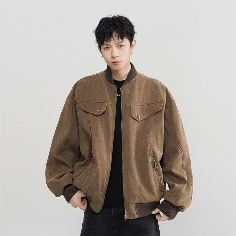 Shopee Hot Sale เสื้อแจ็คเก็ตผู้ชาย คุณภาพดั้งเดิม 96039 สีน้ําตาล สีดํา S-3XL 46USD