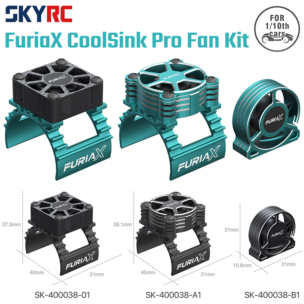 28000~30000RPM CNC Aluminum Cooling Fan Kit | SKYRC 8.4V FuriaX CoolSink Pro | Fits 1/10 RC Car 3650 Motors
