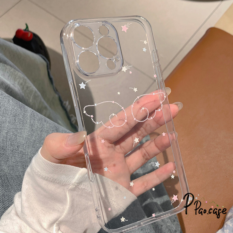 เคสไอโฟน17เคสใส ลายดาว-ปีก น่ารัก สีคละ สำหรับIPhone 17 16 Air XR 15 13 11 12 14 Pro Max X XS 14 15 16 7 8 Plus SE