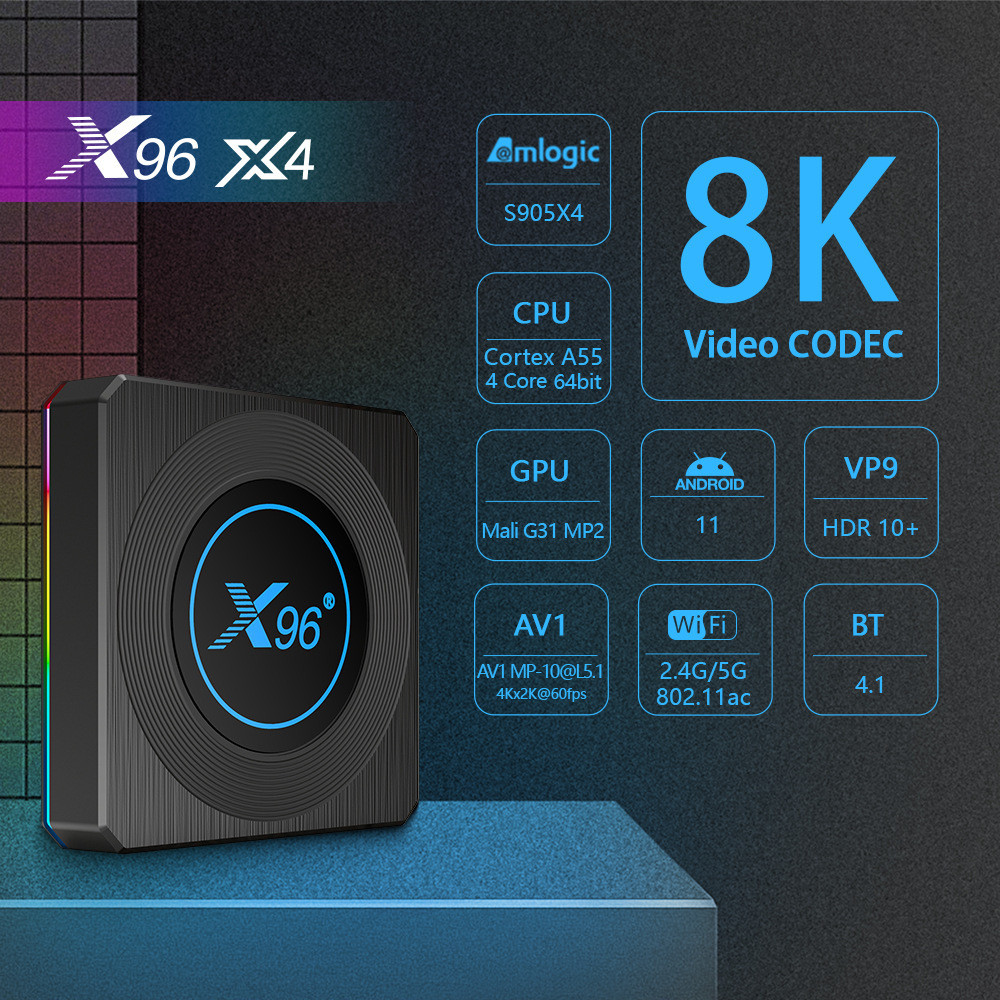Cross-Border X96X4 TV Top Box Android 11 HD 905X4 เครื่องเล่นเครือข่ายอัจฉริยะบลูทูธ 8K