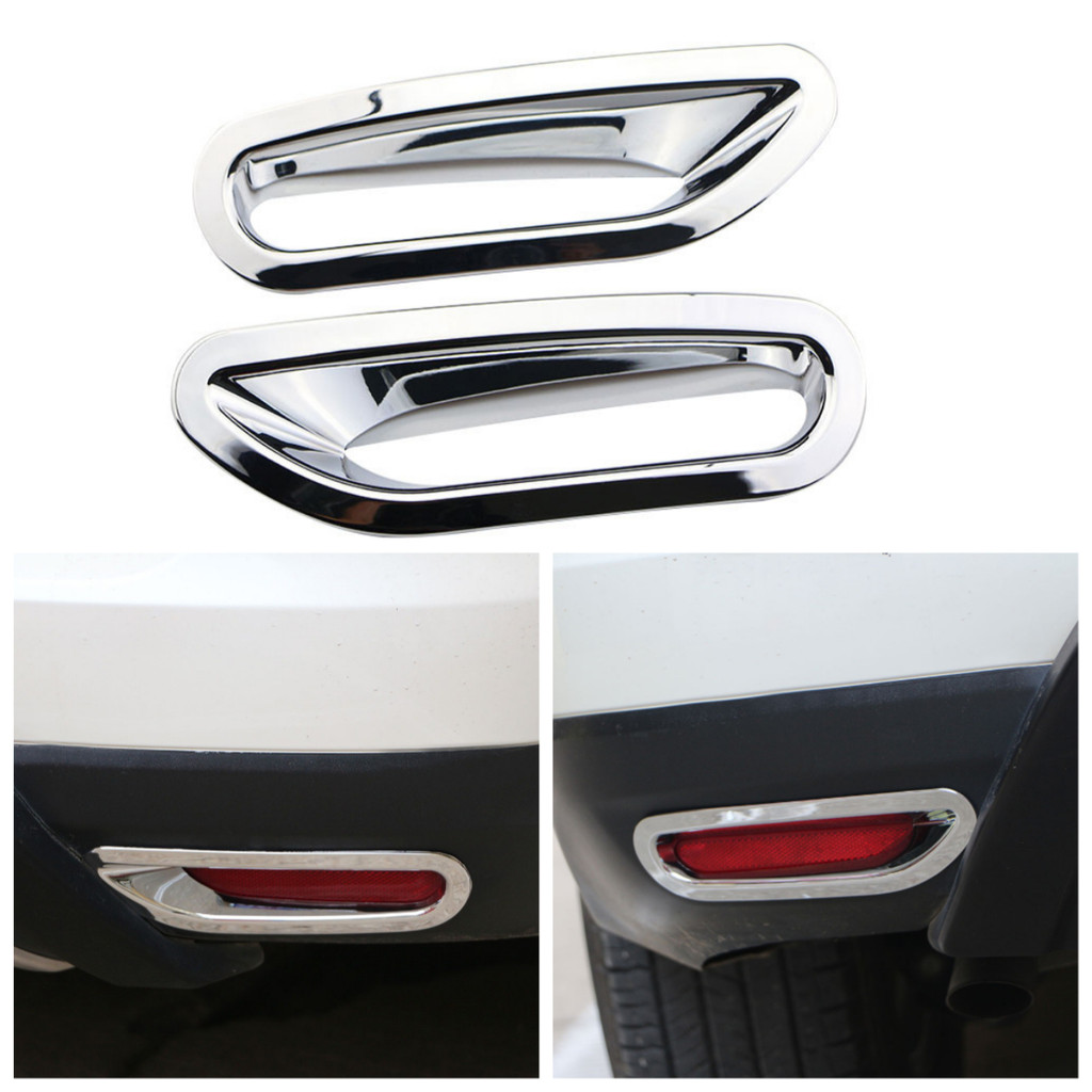 Chrome ด้านหลังกันชนหมอกโคมไฟครอบคลุม Reflector สําหรับ Nissan X-Trail T32 Rogue 2014 2015 2016 2017