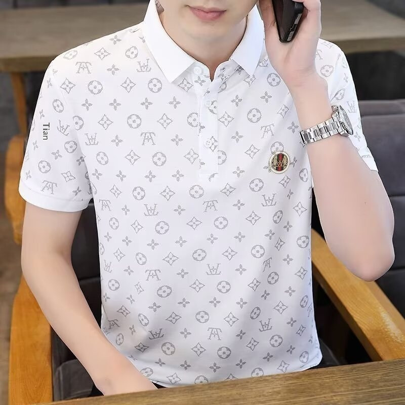 เสื้อโปโลแขนสั้นเจ. Lindeberg Golf สไตล์แฟชั่นสำหรับผู้ชาย