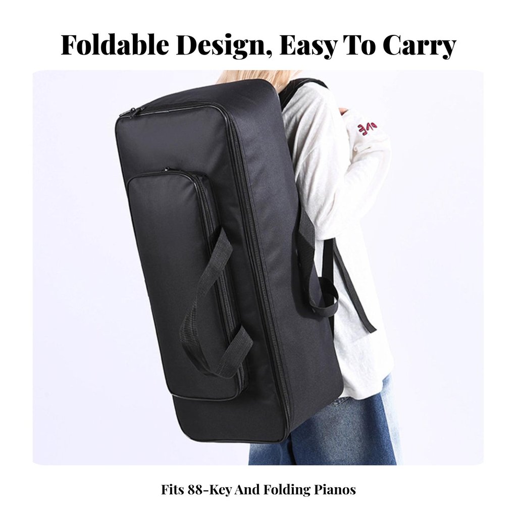 2-Way Carry Design 88-Key Keyboard Case Heavy-Duty Oxford Cloth 88 Key Keyboard Case น้ําหนักเบาสําห
