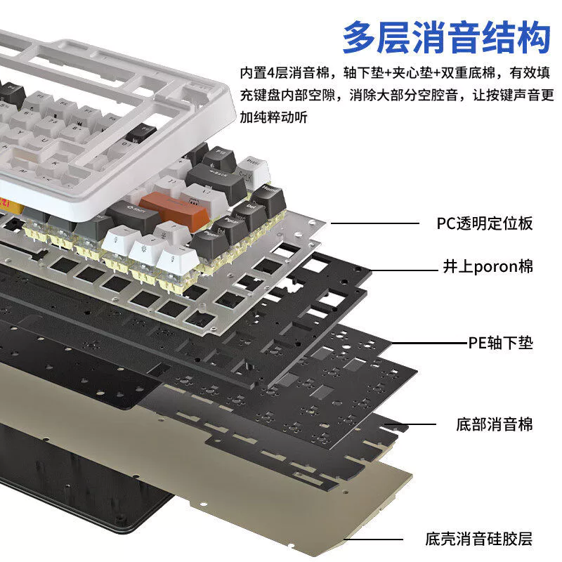 Kezhi K75 คีย์บอร์ดกลไกไร้สาย 3 โหมด 82 คีย์ Hot Swap thumbnail 3