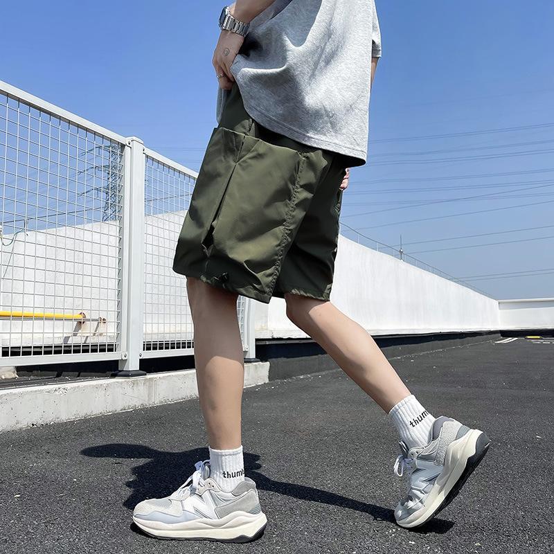 MNO.9 Short pants A35 กางเกงคาร์โก้ขาสั้นแต่งกระเป๋าข้าง เอวยางยืดมีสายผูก กางเกงสตรีท เนื้อผ้าเย็นใส่สบาย