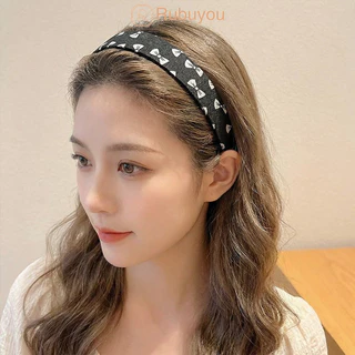 Rubuyou ﻿ยางรัดผม ที่คาดผม สีดำ เกาหลี ย้อนยุค ช่วยเก็บไรผม ผู้หญิงที่ เครื่องประดับผมแฟชั่น-COD💕