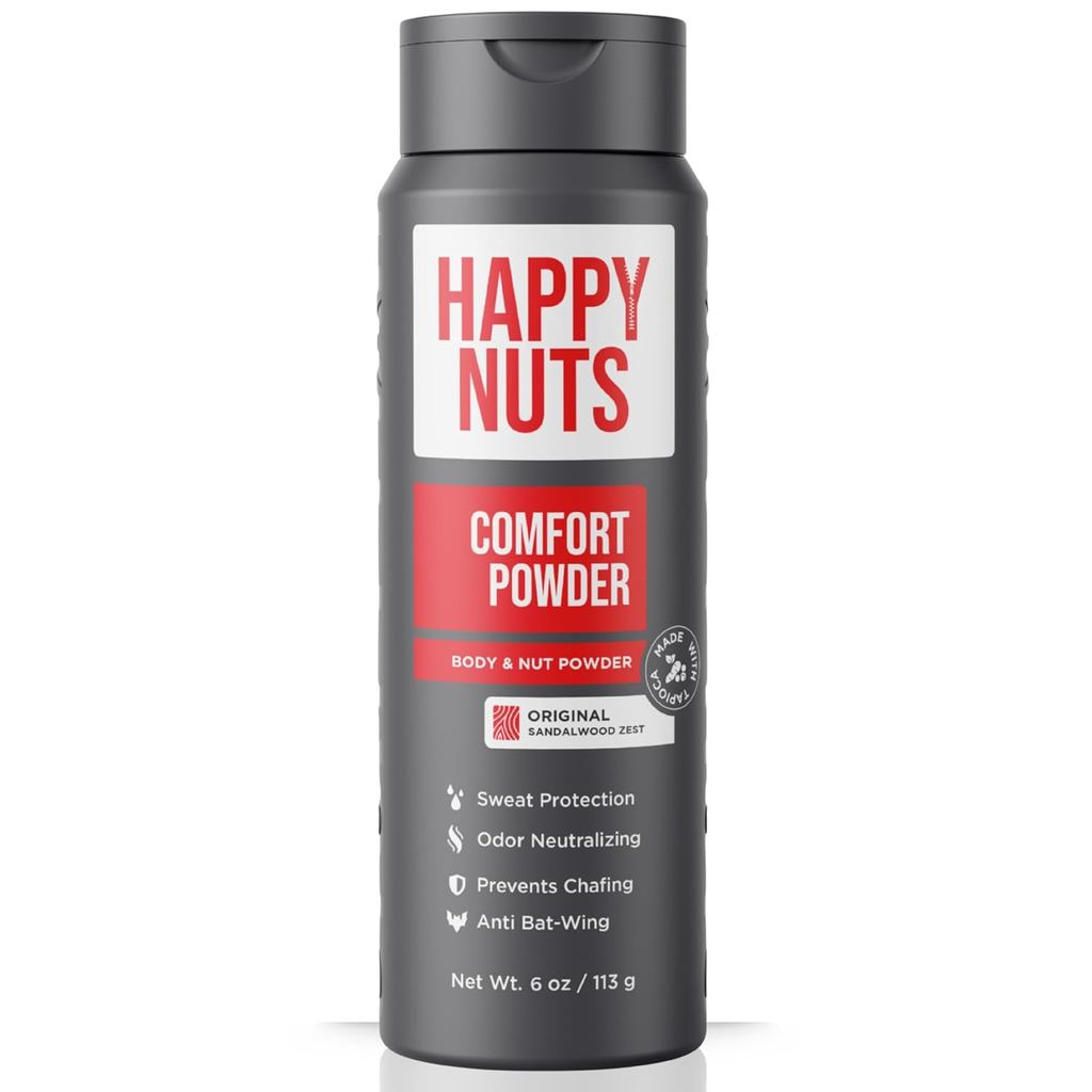 HAPPY NUTS Comfort Powder Deodorant For Men: Anti-Chafing, Sweat and Odor Control for Jock Itch, Alu