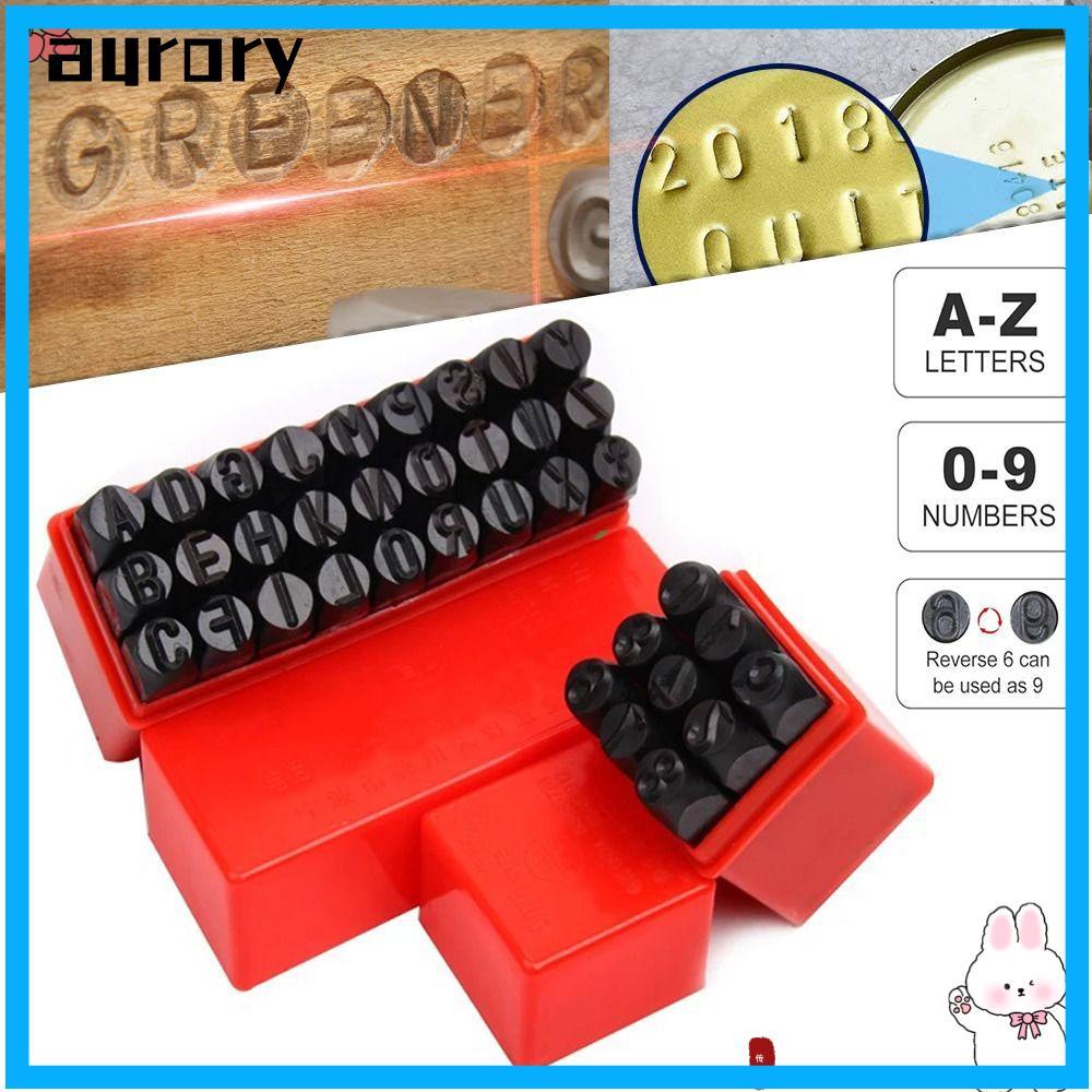 AURORY Digital Letter Stamp พร้อมพลาสติก 3-12.5 มม. Letter&Number Stamp Punch, Steel Letter Stamp