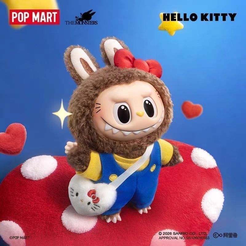 ของแท้ 100%POPMART LABUBU SANRIO CHARACTERS HELLO KITTY THE MONSTERS ไวนิลจี้ตุ๊กตากล่องตาบอด Secret Edition