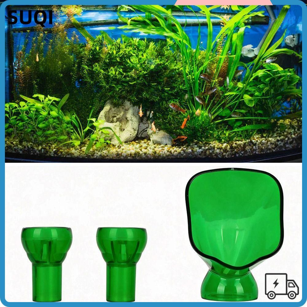 SUQI Aquarium Lily Shape Outflow Pipe, พลาสติกสีเขียวถังปลา Water Outflow, Water Outlet ชุดมินิขนาด 