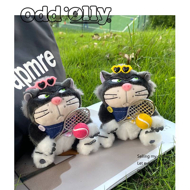 Cute Tennis Lucifer Cat Plush Doll Bag Doll Keychain Hanging Ornaments v0Tq