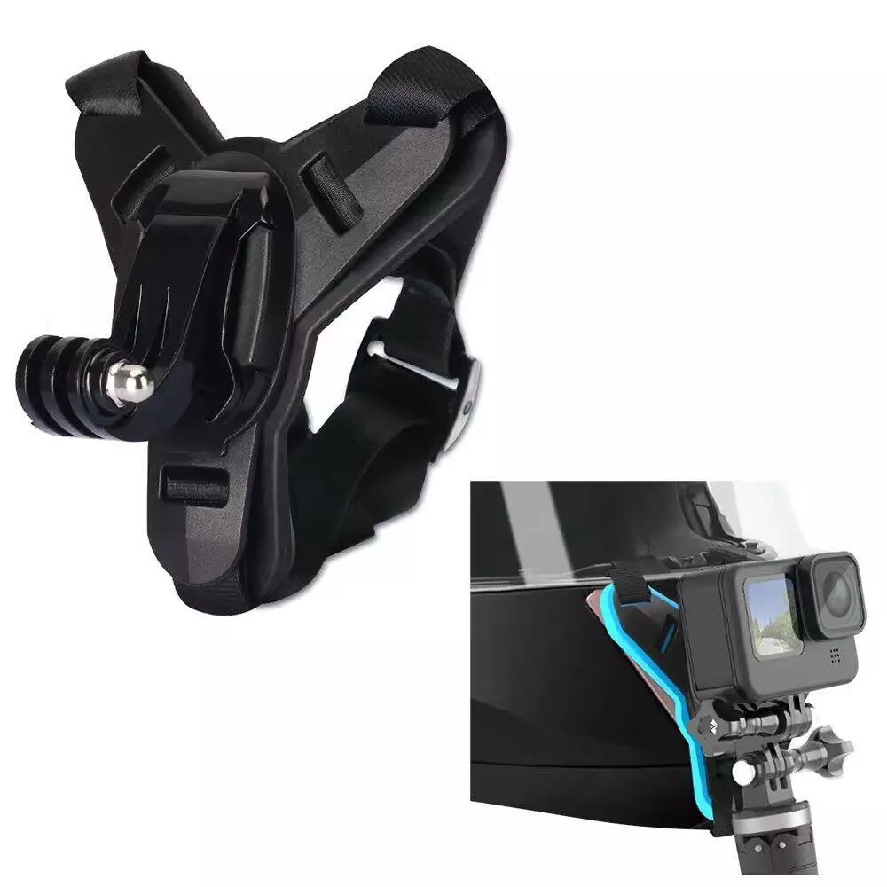 DE ที่ยึดหมวกกันน็อค สายยึดคาง ที่วางกันกระแทก GoPro iPhone อุปกรณ์เสริมกล้องแอคชั่น