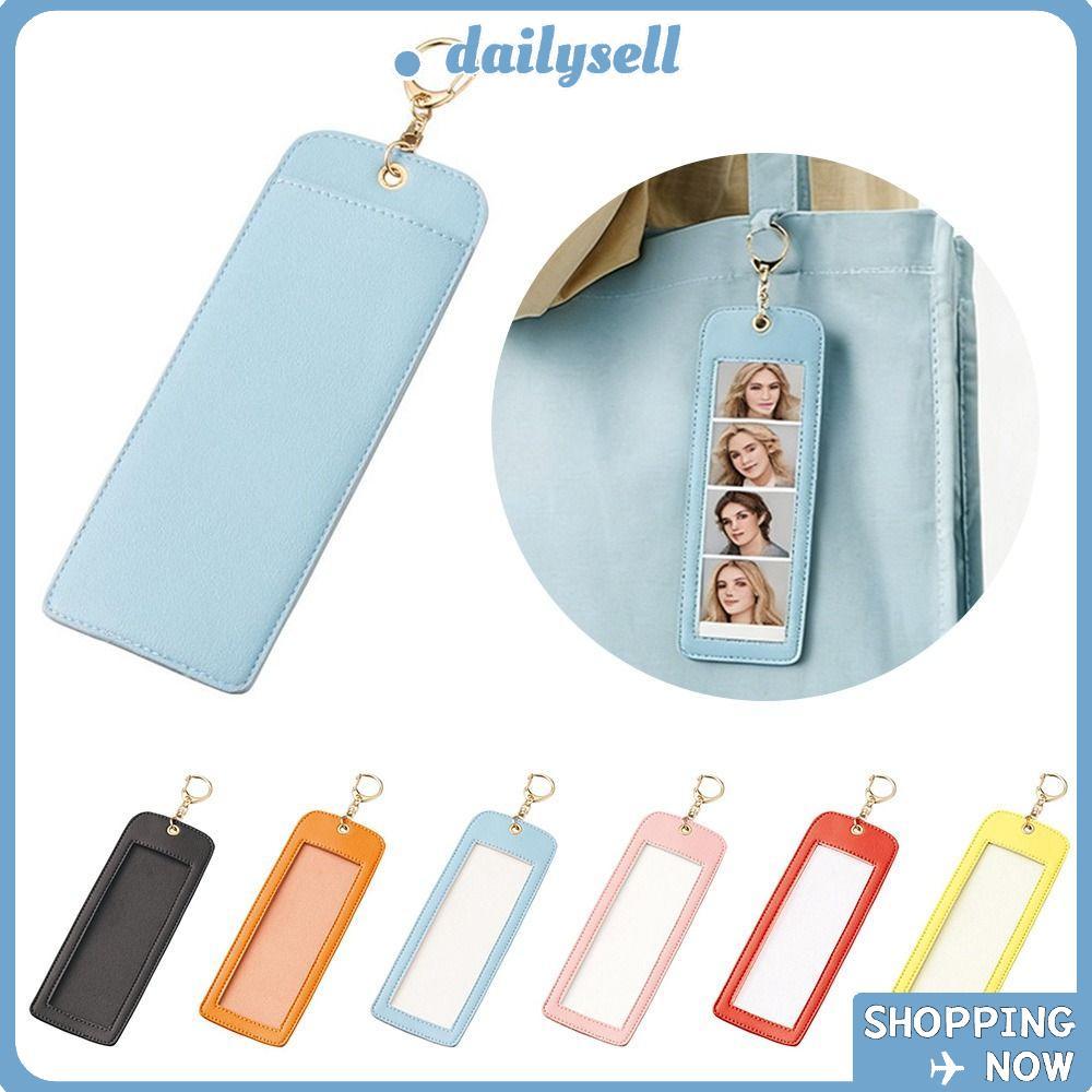 พวงกุญแจภาพถ่าย DAILY, หนัง PU ยาวป้องกัน , ที่ใส่รูปถ่าย DIY สีทึบสี่เหลี่ยมผืนผ้า