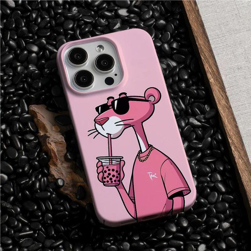 เคสไอโฟน เคส iPhone 17/17 Pro/17 Pro Max 16 15 14 13 12 11 X XS 8 7 Plus ลายแพนเธอร์สีชมพู สไตล์ins สุดหวาน