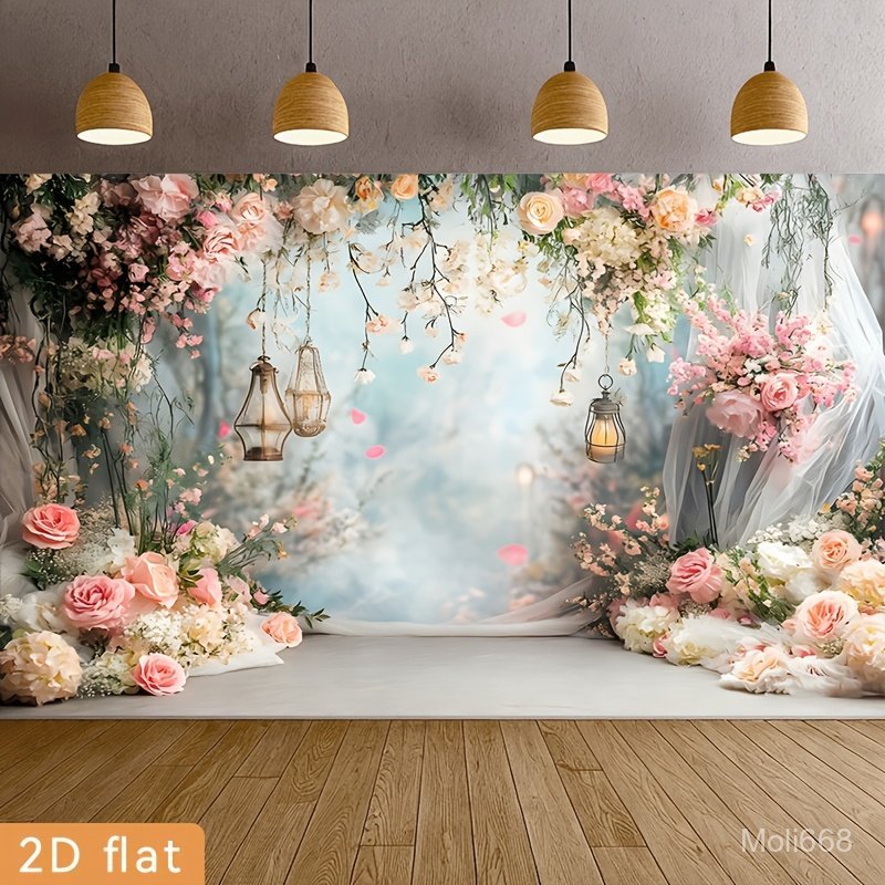 2D Flat, 2D Flat Banner, 1pc Party Banners Polyester Backdrop Maternity Backdrop Wedding Background 