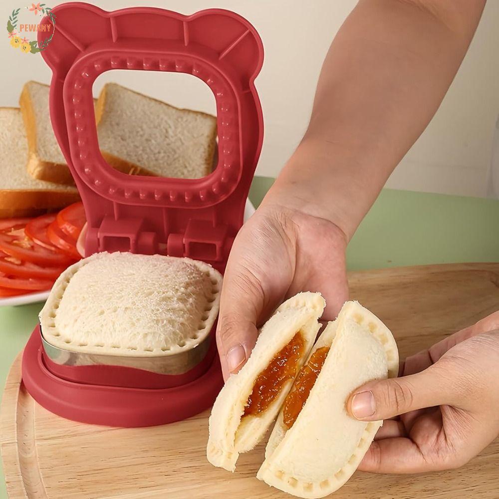 PEWANY Sandwich Press Mould, Flip Design Manual Square Sandwich Cutter, Kawaii DIY มือกด Bear Shape 