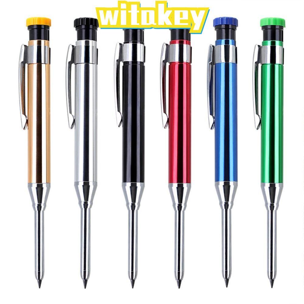 WITAKEY ดินสองานไม้โลหะทั้งหมด Deep Hole Marking Deep Hole Marking ดินสอมืออาชีพในตัว Sharpener หัวยาว 2.8 มม.ดินสอกลงานไม้ก่อสร้าง