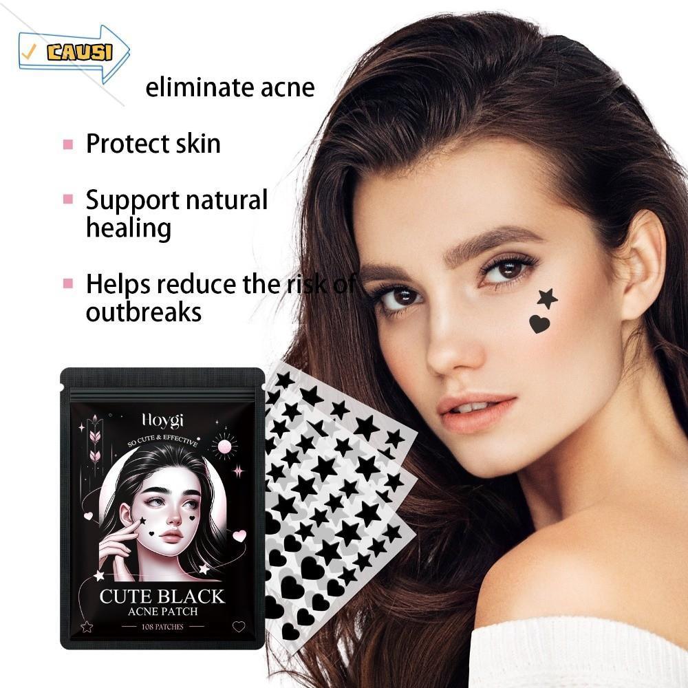 CAUSI แผ่นแปะสิวดาวดํา, ปราศจากแอลกอฮอล์สูตรอ่อนโยน Hydrocolloid Pimples Patch, Ultrathin Non Irrita