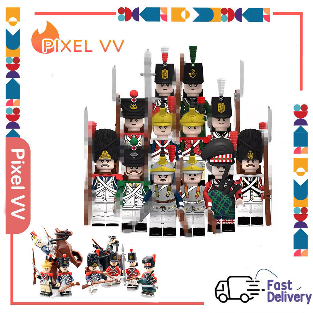 Napoleonic Wars Minifigures อังกฤษภาษาฝรั่งเศสคํา Swiss Dutch สเปนอิตาเลี่ยนทหาร Building Blocks ของ