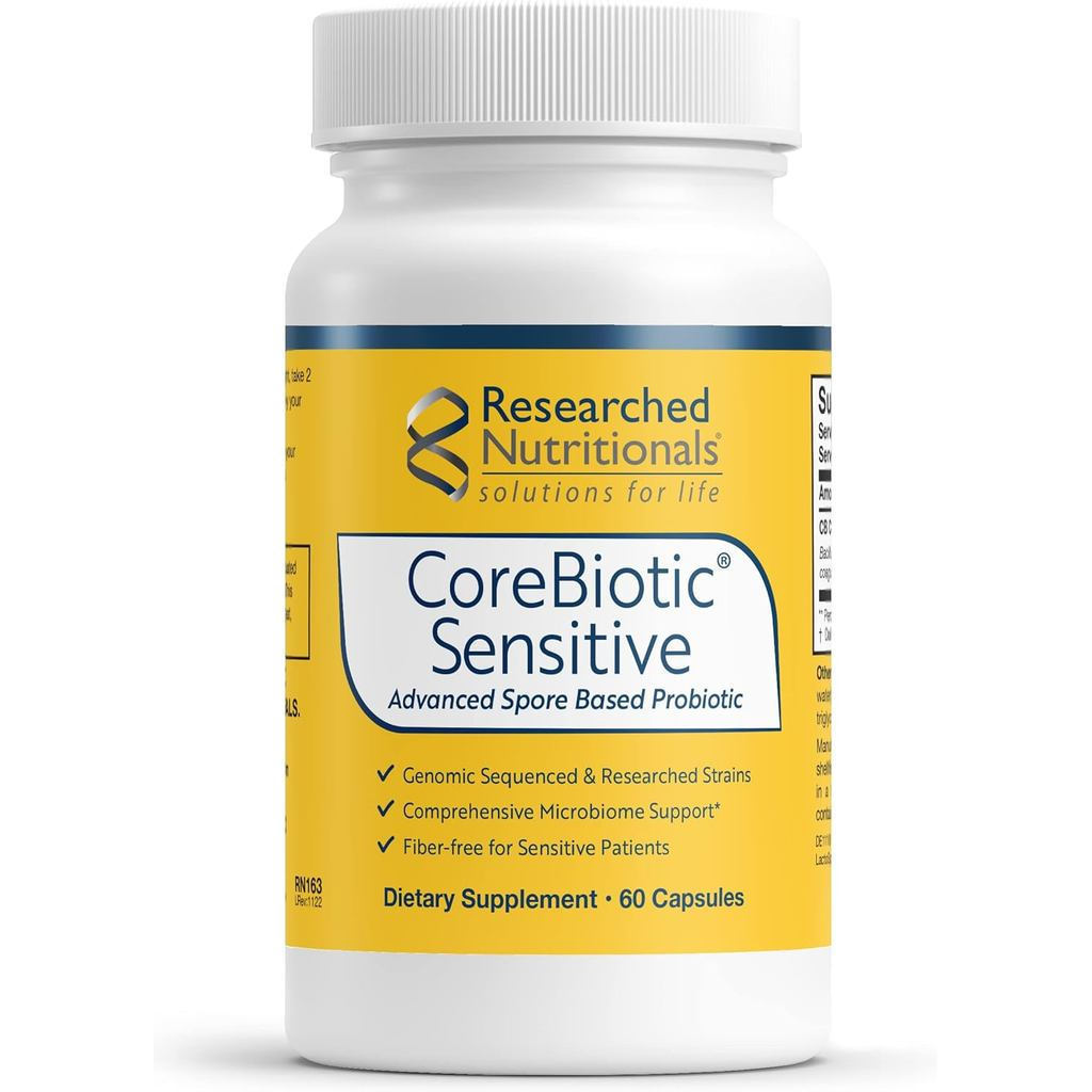 Researched Nutritionals CoreBiotic Sensitive - โปรไบโอติกมังสวิรัติสําหรับอาหาร FODMAP ต่ํา - อาหารเ