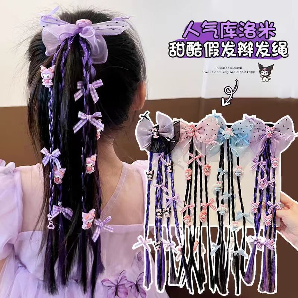 123พร้อม โบว์ติดผม ผมเปียติดโบว์ สีหวาน แฟชั่นยางรัดผมติดโบว์