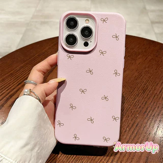 เคสไอโฟน โบว์สีน้ำตาล หนังนุ่มพื้นผิว TPU สำหรับ iPhone 11 12 13 14 15 16 ProMax X XR XS Max 7 8Plus-AP