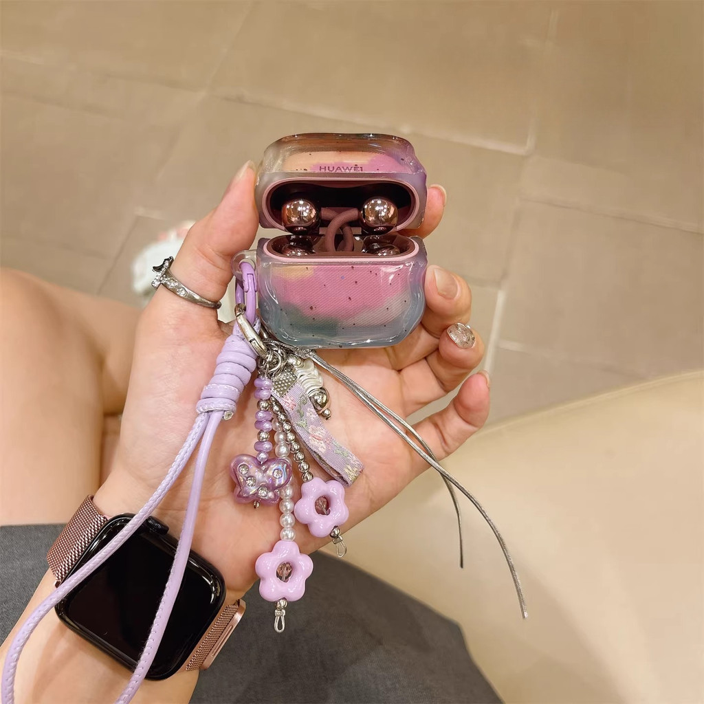 สีม่วงผสมลม Freeclip 2 เคสหูฟังสําหรับ Huawei freebudsse สี Dopamine Airpods4 เคสคลิป 2nd generation soft case AirPods pro3 soft case