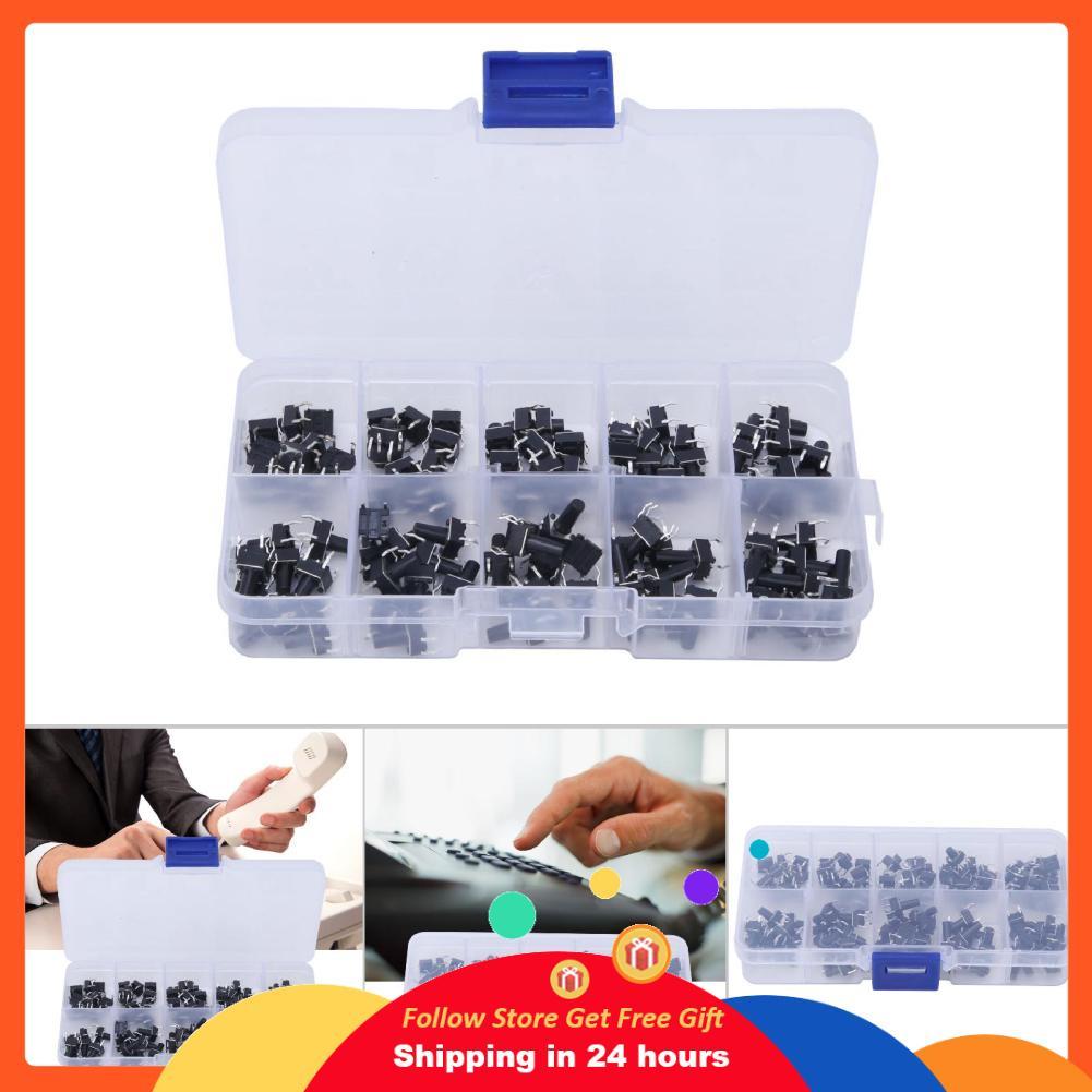 Supergoodsales Supergoodsales ชุดสวิตช์ Micro TACT ทั่วไป 100 ชิ้น - 6x6x4.3-13 มม. Assortment Gener