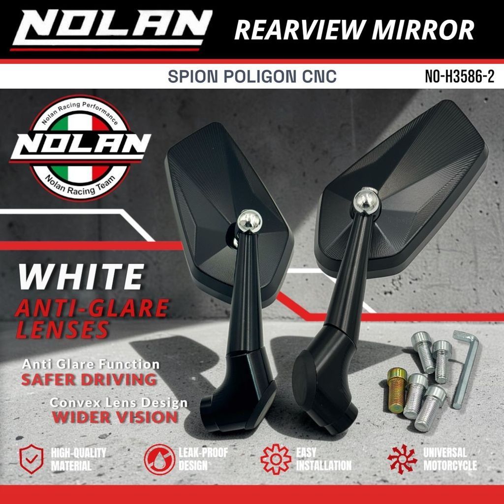 NOLAN Polygon H3586-2 กระจกสีขาว กระจก CNC อลูมิเนียมเต็ม