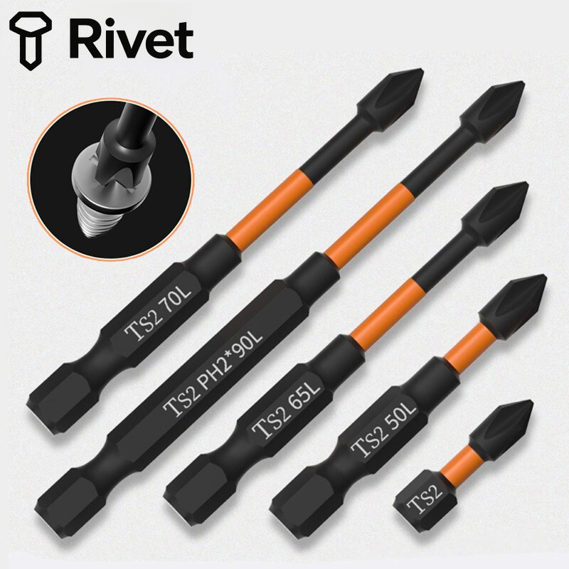 6PCS Electric Screwdriver Set 6Pcs 25 50 65 70 90 150mm Impact Strong Magnetic Batch Head Cross High Hardness Hand