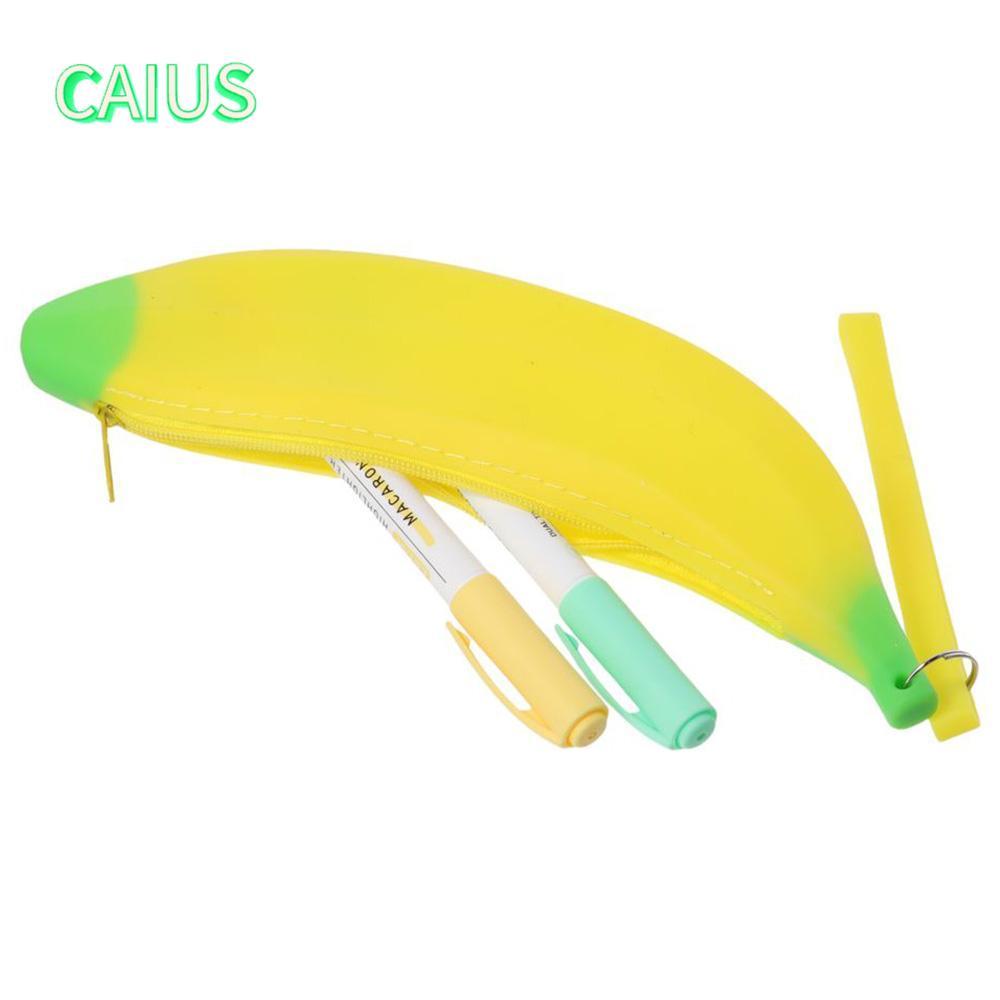 คาอุส‌ กระเป๋าปากกาซิลิโคน, Banana Shape Silicone Banana Zero Wallet, Creative Yellow 2.36*7.87 นิ้ว