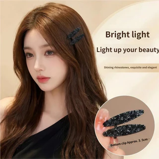 กิ๊บทิ้มผมผู้หญิง สีดำ ปี 2026 พลอยเทียม สำหรับปรับแต่งผมแบนราบ